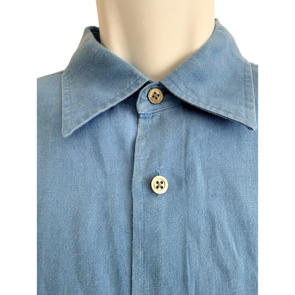 Joseph & Lyman Italian Linen Shirt L Blue‎ Coastal Beachy Shore Resort